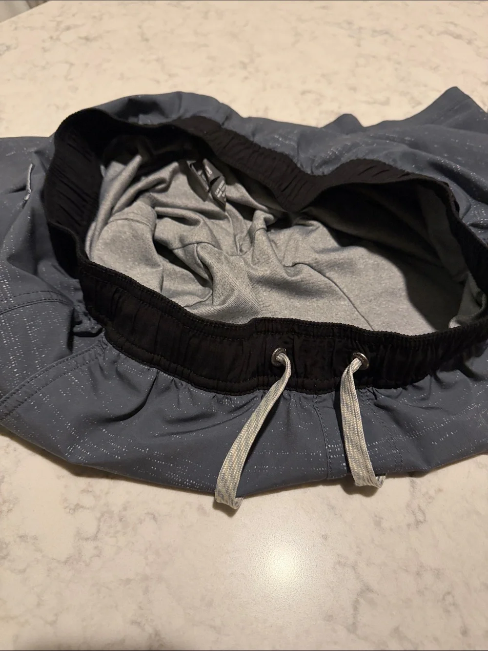 Vuori Men's Kore Shorts in Microdot Slate Blue with Black Waistband